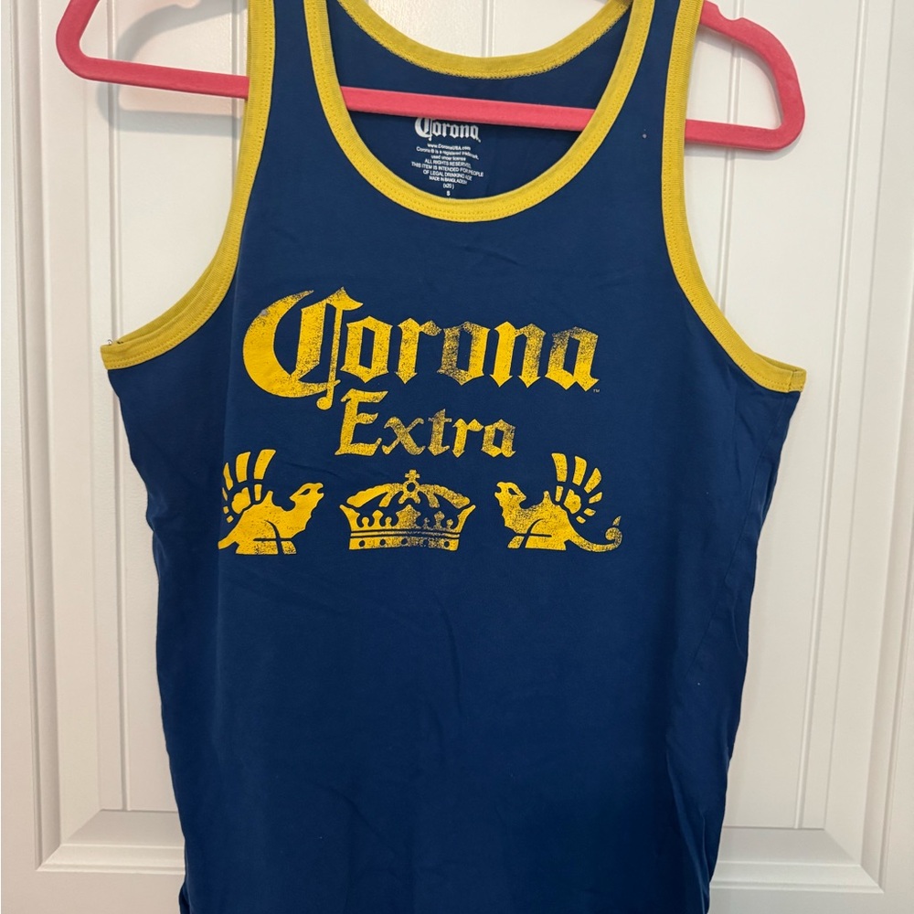 Corona Extra Navy and Yellow Tank Top Adult Unisex Sz Small